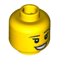 Minifig Head Team GB, Peach Lips and Dimple, Open Mouth Smile, Thin Eyebrows, Eyelashes and White Pupils Print [Blocked Open Stud]