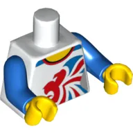 Torso Gymnast Leotard with Large Red and Blue Team GB Logo Print, Blue Arms, Yellow Hands