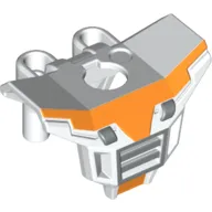 Minifig Neckwear Armour with Square Shoulder Protection (Space) with Silver Grille and Orange Markings Print