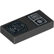 Tile 1 x 2 with Silver Police Badge with '2101' and ID Print