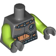Torso Armor Spacesuit with 'SHAMI' and Silver Belt Print, Lime Arms, Dark Bluish Gray Hands