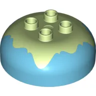 Duplo Brick Round 4 x 4 Dome Top with 2 x 2 Studs - Marbled Yellowish Green 'Frosting'
