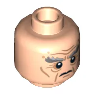 Minifig Head Oin the Dwarf, Dual Sided, Bushy Gray Eyebrows, Wrinkles, Calm / Battle Rage Print [Hollow Stud]
