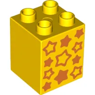 Duplo Brick 2 x 2 x 2 with Orange Stars Print