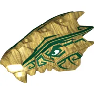 Creature Body Part, Dragon Head Upper Jaw with Scales and Teeth with Dark Green Stripes Print