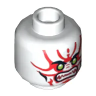 Minifig Head General Kozu, Green Eyes, Red Face Markings Print