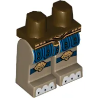 Hips and Dark Tan Legs with Blue Loincloth, Gold Knee Pads and Belt and White Claws Print