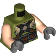 Torso Vest with Fur Collar, Straps and Buckles Print, Light Nougat Arms, Dark Bluish Gray Hands