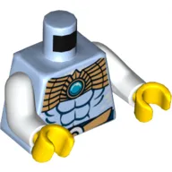 Torso Armor, Muscles Outline and Gold Chi Collar Print, White Arms, Yellow Hands