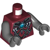 Torso Armor Vest with Silver Markings and Blue Round Jewel (Chi) Print, Dark Bluish Gray Arms and Hands