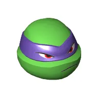 Minifig Head Special, Ninja Turtle with Dark Purple Mask and Frown Print (Donatello)