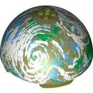 Dome Hemisphere 11 x 11 with 2 x 2 Studs on Top and Endor Blue / Green / Olive / White Planet Print [9679]