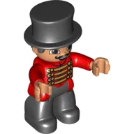 Duplo Figure with Top Hat (Silkhat), Mustache (Circus Ringmaster)