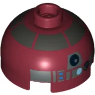 Brick Round 2 x 2 Dome Top, Hollow Stud with Silver Astromech Droid Print (R4-P17)