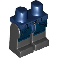 Hips and Black Legs with Belt and Pockets on Dark Blue Print