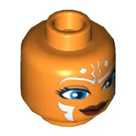 Minifig Head Ahsoka Tano, Dual Sided, Blue Eyes, Smile / Angry Print [Hollow Stud]