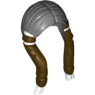 Hair Long Braided with White Ties and Brown Braids