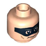 Minifig Head Lone Ranger, Black Eyemask, Smirk Print [Hollow Stud]