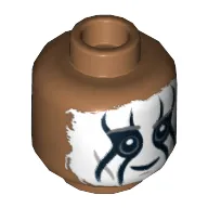 Minifig Head Tonto, Dual Sided, Face Paint, Smiling / Mouth Open Scared Print [Hollow Stud]