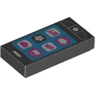 Tile 1 x 2 with Cell Phone with 'BFF', 'LOL', Heart, Lock, Speechbubble and Star Print