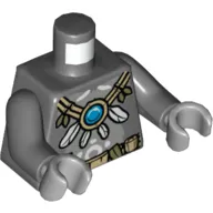 Torso Bare Chest with Utility Belt, Feather and Vine Necklace with Chi Orb Print, Dark Bluish Gray Arms, Light Bluish Gray Hands