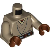 Torso Jedi Robe, Belt and Tan Undershirt Print (Stass Allie), Dark Tan Arms, Reddish Brown Hands