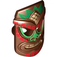 Minifig Neckwear Mask Islander Tiki with Red, Green and Tan Tribal Print