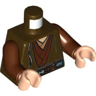 Torso Robe, Layered with Dark Tan Undershirt, Reddish Brown Belt and Padawan Braid Print, Reddish Brown Arms, Light Nougat Hands