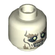 Minifig Head King of the Dead, Dual Sided, Ghost with Glowing Eyes and Moustache, Bottom Teeth / Top and Bottom Teeth Print [Hollow Stud]