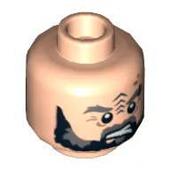 Minifig Head Corsairs of Umbar, Dual Sided, Beard, Tattoo and Eyebrow Ring Angry / Surprised Print [Hollow Stud]