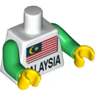 Torso Malaysian Flag and 'MALAYSIA' Print, Green Arms, Yellow Hands