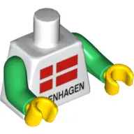 Torso Danish Flag and 'COPENHAGEN' Print, Green Arms, Yellow Hands