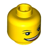 Minifig Head LEGO Club Max, Eyebrows, White Pupils, Wide Open Smile [Blocked Open Stud]