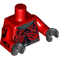 Torso Bare Chest with Gray and Silver Collar and Belt Print (Darth Maul), Red Arms with Black Markings Print, Black Hands