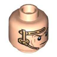 Minifig Head Anakin Skywalker, Dual Sided, Gold Headset with Smile / Determined Print [Hollow Stud]
