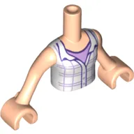 Minidoll Torso Girl with White Plaid Button Shirt Print, Light Nougat Arms and Hands