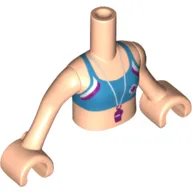 Minidoll Torso Girl with Crop Top with Whistle Print, Light Nougat Arms and Hands