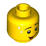 Minifig Head Panda Guy, Sweat Drops, Tongue Out and White Pupils Print [Hollow Stud]