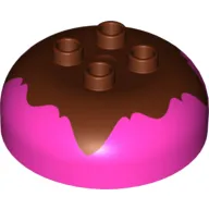 Duplo Brick Round 4 x 4 Dome Top with 2 x 2 Studs - Marbled Reddish Brown (Chocolate) 'Frosting'