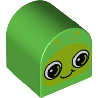 Duplo Brick 2 x 2 x 2 Curved Top with Caterpillar/Snail Face Print