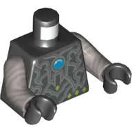 Torso Silver Armor, Lime Diamonds and Blue Round Jewel (Chi) Print, Flat Silver Arms, Black Hands