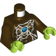 Torso Bare Chest with Spider Web, Dark Tan Spider and Blue Round Jewel (Chi) Print, Dark Brown Arms, Lime Hands