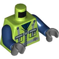 Torso Jacket with 2 Pockets, Zipper, Reflective Stripes and Star Shaped Stains Print, Dark Blue Arms, Dark Bluish Gray Hands