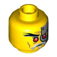 Minifig Head Sensei Wu (Master) / Evil Wu, Red Eyes, Head Plates Print [Hollow Stud]