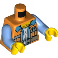 Torso Construction Jacket Open, Safety Stripe, Medium Blue Shirt, Hairy Chest, Brown Belt with Pouches Print, Medium Blue Arms, Yellow Hands