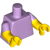 Torso, Dual Molded Arms with Lavender Sleeves Pattern, Yellow Arms and Hands