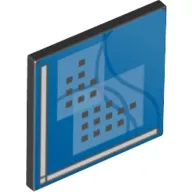 Road Sign Clip-on 2 x 2 Square [Thick Open O Clip] with Curved Blue Lines and Small Black Squares Print