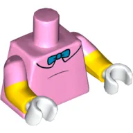 Torso, Dual Molded Arms, Shirt with Black Collar Outline and Blue Bow Tie Print, Bright Pink Sleeves Pattern, Yellow Arms, White Hands