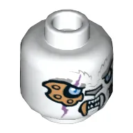 Minifig Head Sir Fangar, Dual Sided, Tiger with Copper Fang and Eyepatch and Light Blue Eyes, Neutral / Angry Print [Hollow Stud]