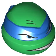 Minifig Head Special, Ninja Turtle with Blue Mask, Scowl and Scratches Print (Leonardo)